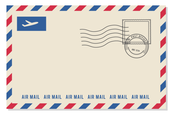 Air Mail Envelope Template with Decorative P