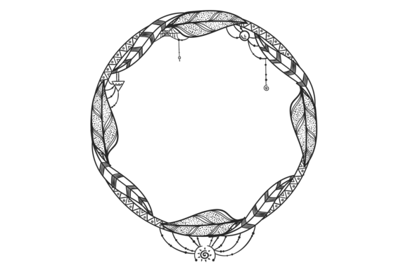 Boho Feathers Circle: A Unique Element in Ethnic Decorative Design
