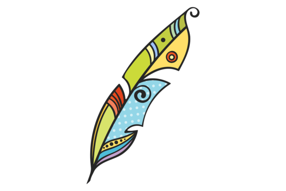Feather Color Sketch. Decorative Indian