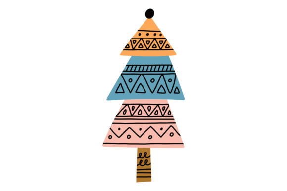 Fir Tree with Decorative Ethnic Pattern: A Symbol of Nature and Culture
