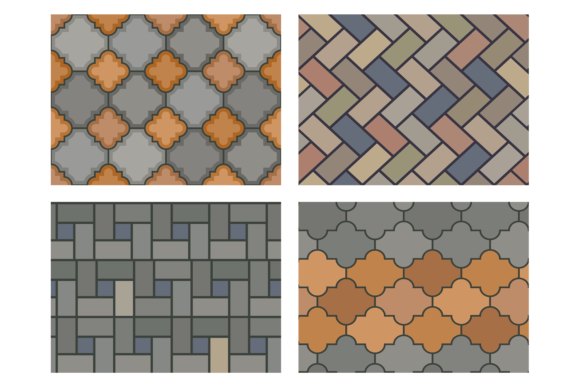 Floor Tiles Set: Decorative Geometric Co and Color Patterns in Vector Illustration