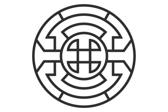 Korean Round Ornament. Decorative Line C