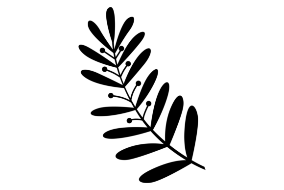 Natural Floral Element. Decorative Black