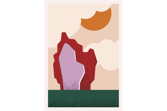 Stylized Decorative Landscape Postcard Design: Blending Art and Modern Creativity