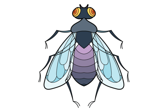 Stylized Fly Icon. Decorative Wild Winge